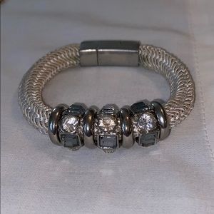 Jewel beaded silver bracelet